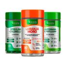 Trio Fitness Denavita - Extrato de Laranja Moro 3x1 + Spirulina Com Chlorela 2x1 + Quitosana e Psyllium 7x1