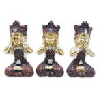 Trio Mini Buda Tailandês da Sabedoria Red Gold 6 cm