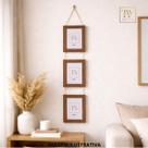 Trio Porta-Retrato Decorativo 10x15 em Madeira com Sisal Natural Vertical