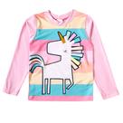 Trio Praia Camiseta Top e Calcinha Unicórnio Rosa Proteção UV 50+ - Tip Top