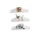 Trio prateleiras canto em MDF Kit com 3 prataleiras cantoneira