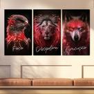 Trio Quadro Decorativo Disciplina Foco Execução Telas Canvas Sala Quarto Escritório