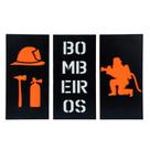 Trio Quadros Bombeiros com silhueta