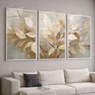 Trio Quadros com Moldura Arvore Bege Areia Folhas Kit 3 Quadros para Sala, Quarto ou Escritório Trio Quadros com Moldura Arvore Bege Areia Folhas Kit 3 Quadros para Sala, Quarto ou Escritório