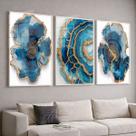 Trio Quadros com Moldura Cristal Azul Dourado Kit 3 Quadros para Sala, Quarto ou Escritório Trio Quadros com Moldura Cristal Azul Dourado Kit 3 Quadros para Sala, Quarto ou Escritório