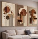 Trio Quadros com Moldura e Acrilico Cristal Vidro Abstrato Marrom Curvas Kit 3 Quadros para Sala, Quarto ou Escritório Trio Quadros com Moldura e Acrilico Cristal Vidro Abstrato Marrom Curvas Kit 3 Quadros para Sala, Quarto ou Escritório