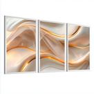 Trio Quadros Decorativo Moldura Vidro 50x70 Cm Linhas Luxo