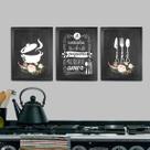 Trio Quadros Panela e Talher Com Moldura Cozinha Decorativo Cantinho Gourmet