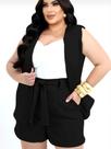 Trio social PLUS SIZE: Blazer+short+blusa