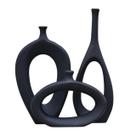 Trio Vaso Garrafa Ceramica vazado Decoração Enfeite Casa Sala Rack