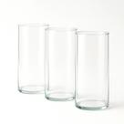 Trio Vaso Vidro Transparente Cilíndrico 14x40 Arranjo Mesa