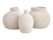 Trio Vasos Decorativos Em Poliresina Plantas Flores Arranjos Enfeites Mesa Moderno Rústico Off White