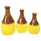 Trio Vasos Garrafas em Cerâmica de Sala Decor - Amarelo