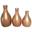 Trio Vasos Garrafas em Cerâmica de Sala Decor - Gold