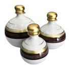 Trio Vasos Shalom em Cerâmica de Sala Decorativos - Gold Brown