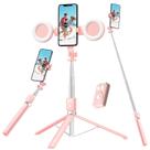 Tripé Bastão de Selfie Mouzakon 30-170cm Rosa Bluetooth