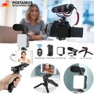Tripé Estabilizador Suporte de Celular Com Microfone e LED Kit de Gravação Fazer Vídeos Youtuber