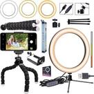 Tripé Flexível Iluminador Ring Light Anel Led Celular Universal Foto Selfie Vídeo Make Youtuber Blogueira