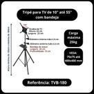 Tripé para TV, monitor 10" a 55" - Com bandeja para receptores