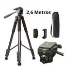 Tripé Profissional 2.6m + Suporte Para Celular Câmera Tripé Profissional 2.6m + Suporte Para Celular Câmera