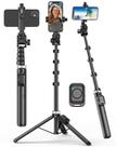 Tripé Selfie Stick POVODO para iPhone com controle remoto para vlogs
