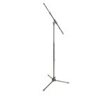 Tripé,suporte telescópico reto/girafa P/microfone c/haste removível,aço,preto