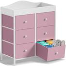 Trocador BOLUO 83x50x95cm com 6 Gavetas de Tecido Rosa Trocador BOLUO 83x50x95cm com 6 Gavetas de Tecido Rosa