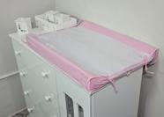 Trocador De Cômoda Anatômico Americano Plastificado Rosa Com Branco