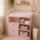 Trocador Encanto Bebê Infantil Cômoda Gavetas Nichos Quarto Branco Rose MDP Trocador Encanto Bebê Infantil Cômoda Gavetas Nichos Quarto Branco Rose MDP