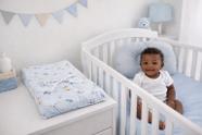 Trocador Fraldas Bebê Porta Fralda com Travesseiro anatômico Kit 2 em 1 Enxoval Menino azul Infantil Marca Papi