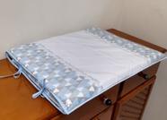 Trocador para comoda de bebe Geométrico azul bebe e cinza Guippir Luxo