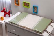 Trocador para comoda de Bebê Verde Cana e Marfim com Guippir Quarto bebe Menino Neutro