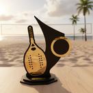Troféu Beach Tennis 25cm Campeão Mdf Com Acrílico Dourado Troféu Beach Tennis 25cm Campeão Mdf Com Acrílico Dourado