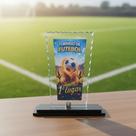 Troféu De Vidro Para Futebol Com Base Mdf em Primeiro Lugar 24 Cm Troféu De Vidro Para Futebol Com Base Mdf em Primeiro Lugar 24 Cm