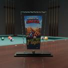 Troféu De Vidro Para Sinuca Com Base Mdf de Primeiro Lugar 24 Cm