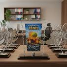 Troféu De Vidro Para Tênis Com Base Mdf em Segundo Lugar 21 Cm Troféu De Vidro Para Tênis Com Base Mdf em Segundo Lugar 21 Cm
