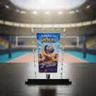 Troféu De Vidro Para Vôlei Com Base Mdf de Segundo Lugar 21 Cm Troféu De Vidro Para Vôlei Com Base Mdf de Segundo Lugar 21 Cm