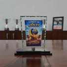 Troféu De Vidro Para Vôlei Com Base Mdf de Terceiro Lugar 18 Cm Troféu De Vidro Para Vôlei Com Base Mdf de Terceiro Lugar 18 Cm