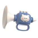 Trompete de brinquedo para bebês azul com design de urso fofo com alça de pescoço