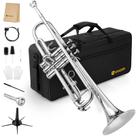 Trompete Vangoa Bb - Instrumento de Metal Prata para Iniciantes com Kit