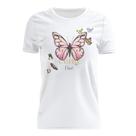 Tshirt Blusa Estampada Feminina Manga Curta Camiseta Camisa Borboleta