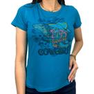 Tshirt Com Strass Feminina Zoe Western Azul