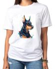 Tshirt Dobermann aquarela - cão - cachorro - Camiseta Branca - camisa unissex - feminina