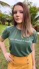 tshirt estonada 100% algodão fio 30.1 penteada verde militar