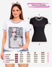 Tshirt Feminina Blusa Soft Casual Manga Curta Com Strass
