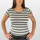 TShirt Listrada Canelado Básica Dia a Dia Feminino TShirt Listrada Canelado Básica Dia a Dia Feminino
