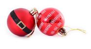 Tubo Bola de Natal Vermelho HO HO HO e Cinto Noel PT 5PCs 7cm Decoração Árvore