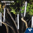 TUBO LED SNOW FALL BRANCO FRIO FUNÇÃO METEOROS DUPLA FACE 28cm 8 BASTÕES BIVOLT