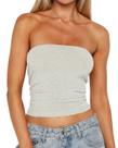 Tubo Top BAIGRAM Strapless Shimmer com revestimento duplo prateado
