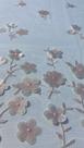 Tule bordado Margarida 3D na cor rose com bege